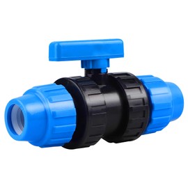 Wzzy Gurden 32 mm PE Pipe Ball Valve Plastic Clamp Connector PP Fitting 2-Way Pipe Ball Valve for 32 mm PE Pipe (Blue)