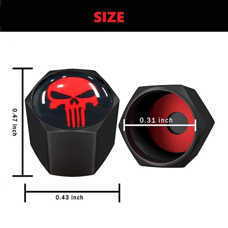4 x Skull Tyre Valve Caps for Car, SUV, Bike,
