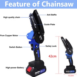 ZanGe Mini Cordless Chainsaw 6" Electric One-Hand Saw, 21V Battery Powered Chainsaw, Cordless Power Chain Saw with Safety Lock, Handheld Small Chainsaw with Carry Case for Tree Cutting
