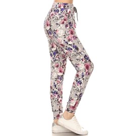 Leggings Depot Women's Relaxed fit Jogger Pants - Track Cuff Sweatpants with Pockets-R662, Medium, Cherish Rose