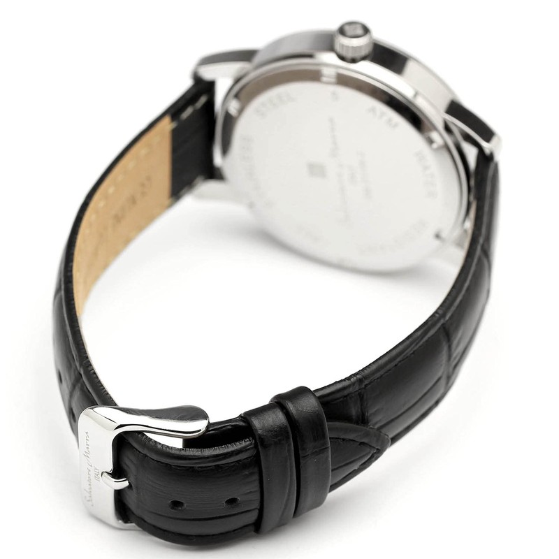 Salvatore Mara SM21106-SSWH Men's Wristwatch, Moon Phase, Multi Calendar, Waterproof,