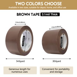 EDSRDRUS Heavy Duty Packaging Tape 3.1mil Thick Clear and Brown Packaging Tape with Dispenser Adhesive for Packing, Shipping and Mailing