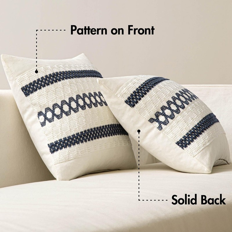 MIULEE Pack of 2 Boho Pillow Covers Navy Blue 20x20