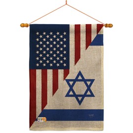 American Flag Israeli Bandera de Israel Tapestry Wood Dowel Set Rod Home Burlap Banner Textile Poster Flag Pole Room Wall Scroll Hanging Grandma Gifts Indoor Decor Jewish Decorations Made In USA
