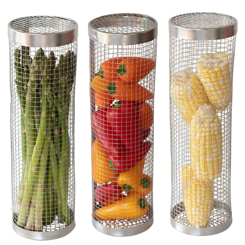 Home-Complete Grill Baskets for Outdoor Grill - Set of 3