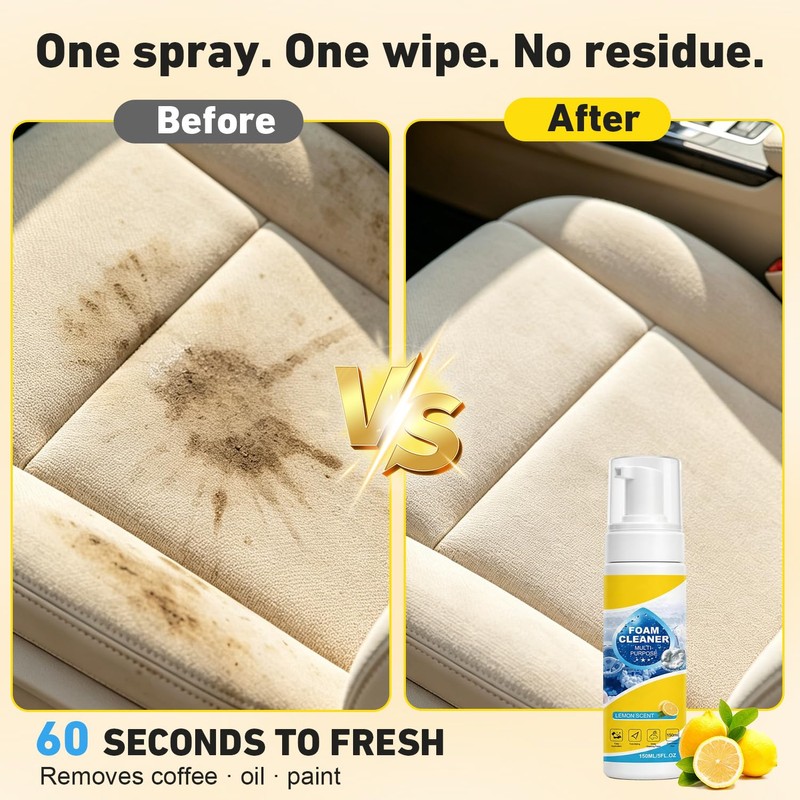 Foam Cleaner All Purpose, 4-in-1 Multi-Enzyme Foam Cleaner（2PCS）