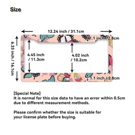 LOVEJIA Butterfly License Plate Frame, Pink License Plate Frames for Women Man, Red Teal Butterfly Car License Plate Holder Funny Car Tag Frame Decor 2 Hole (RDL-44)