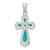 FB Jewels Solid Sterling Silver Rhodium-Plated Polished Imitation Turquoise Cross
