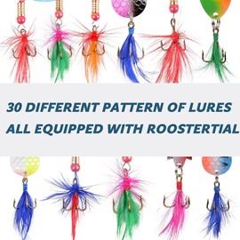 Trout Fishing Lure Roostertail Spinner Lures Kit Metal Spinner Spoon Lure for Trout Bass Walleye Salmon with Feather Tail Treble Hooks Swimbait Soft Swim Shad Bait Inline Spinner Spoon Bait