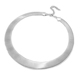 Danshinbow Punk Alloy Choker Necklace Snake Bone Clavicle Necklaces Jewelry Adjustable for Women and Girls (Silver)