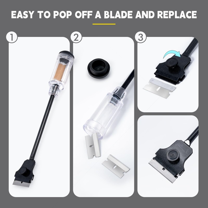 FOSHIO Multi-Purpose Window Tint Removal Tool Set with Long Handle