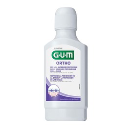 GUM - Enjuague Bucal Ortho para Ortodoncia Antiplaca con Flúor y Aloe Vera, Sabor Menta - Limpieza Profunda y Refrescante - 300 ml