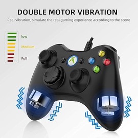 NBCP Wired Controller for Xbox 360, 2.4G Game Joystick Controller Gamepad for Xbox 360 Slim Console, PC Windows 7/8/10, Upgraded Gamepad with Dual Vibration Feedback and 60-inch Flexible Cord