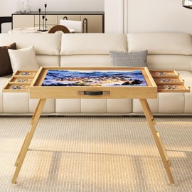 UPVERCY 24.8" H Tall Puzzle Table with 6 Drawers, 1000 Pieces Jigsaw Puzzle Board with Folding Legs & Protective Cover - 30" x 22" Portable Table for Adults