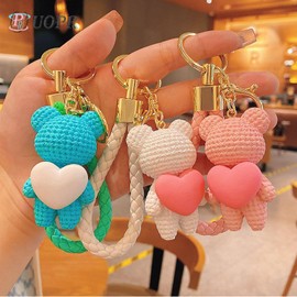UOPR Songje Carry On Your Back, Key Chain, Heart Bear Pendant, Key Chain, Korean Drama, Peripheral Goods, Commemorative Collection, Bag Hanging, Keychain, Lost Prevention, Gift, blue