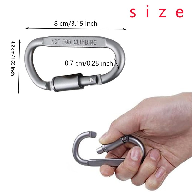 WADY Clips de Mosquetón, 10 Piezas Mosquetón Resistente con Bloqueo