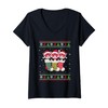 Womens Ugly Xmas Sweater Red Panda In Christmas Socks V-Neck