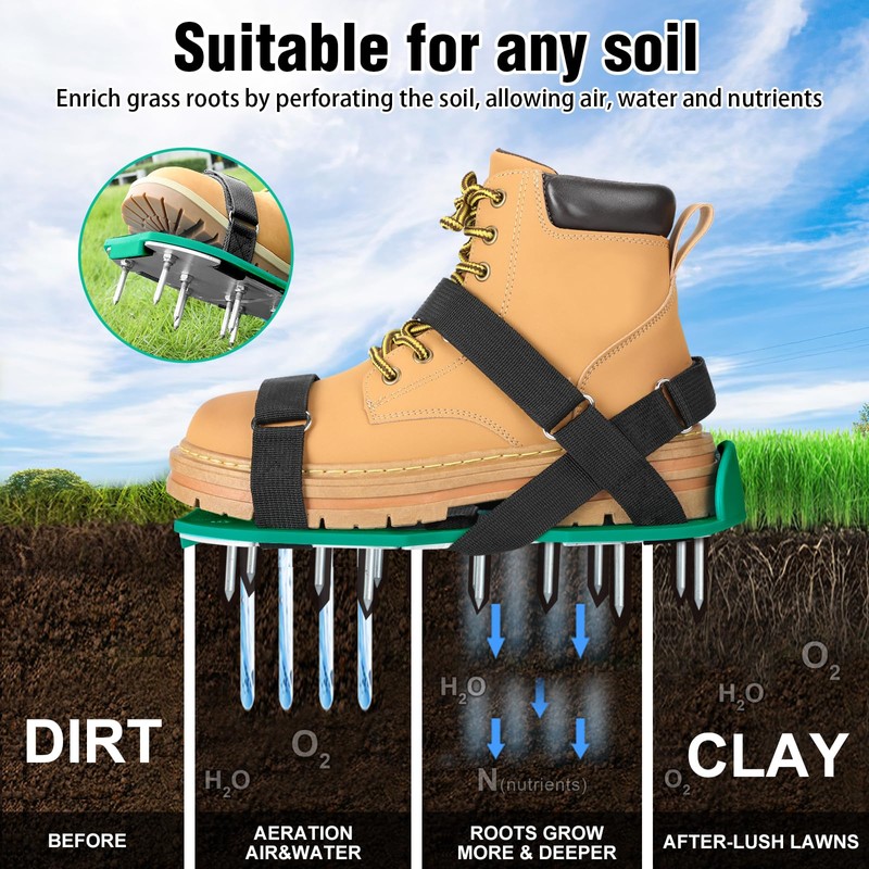 MOFEEZ Lawn Aerator Shoes for Grass - Pre-Assembled Grass Aerator