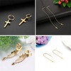 3 Pairs Stainless Steel Gold Chain Tassel Cross Earrings for