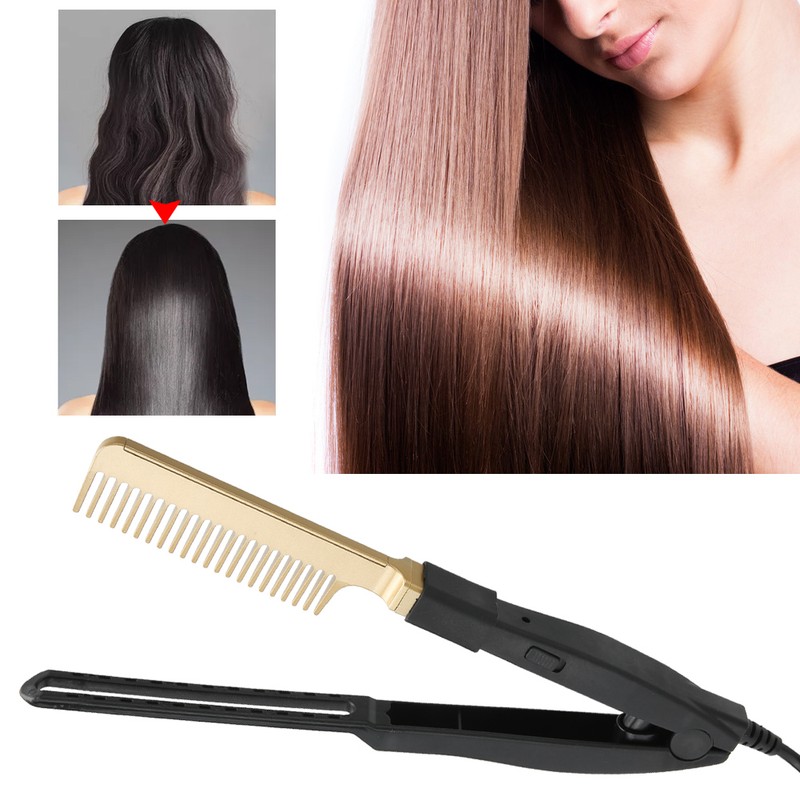 Electric Heating Comb WetDry Use Hair Straightening Hot Brush Hairdressing