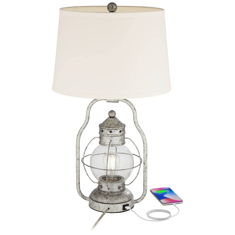 Franklin Iron Works Bodie Rustic Industrial Table Lamp with USB