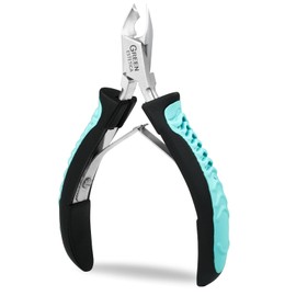 Cuticle Trimmer with Non-Slip Grip Handle Professional Stainless Steel Cuticle Cutter Sharp Blades Double Spring Cuticle Nippers for Nail Care Pedicure Manicure Nail Tools (Green-Black)