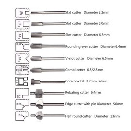 Yakamoz 10Pcs 1/8" Shank Titanium-Coated Router Bit Set Carbide Engraving Milling Cutter Trimming Bits for DIY Woodworking Carving Drilling Rotary Tools