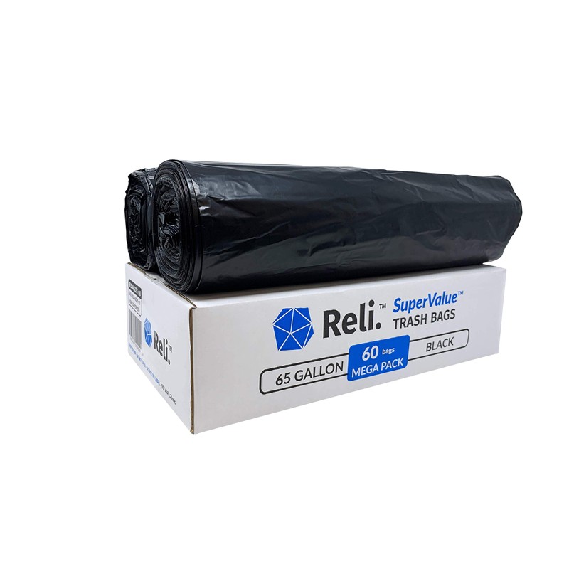 Reli. SuperValue 65 Gallon Trash Bags | 60 Count |