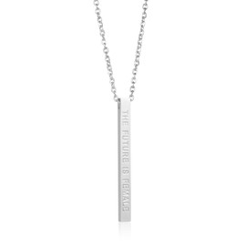 JoycuFF Feminist Jewelry for Women Vertical Bar Necklace Inspirational Mantra the Future is Female