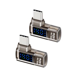 YANBORONSN PD 140W USB C Power Meter with Digital Display,90 Degree USB C Male to Female Tester,Supports Voltage,Current and Power Detection,for,Phone,Laptops(2 Pack)