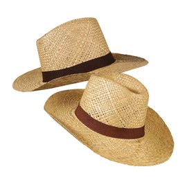 Straw Texas with Band Wild West Cowboy Sheriff Hats Caps & Headwear for Fancy Dress Costumes Accessory