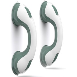 2-Pack Shower Handle Safety Grab Bars with Suction Cups for Bathtubs and Showers - Bathroom Rails Aid for Seniors, Elderly, Handicap - Wall & Bath Tub Toilet Support 12Inch