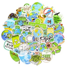 QTL Stickers for Kids Earth Stickers Water Bottle Stickers for Teens Girls Environmental Stickers for Laptop Waterproof Stickers and Decals 50Pcs