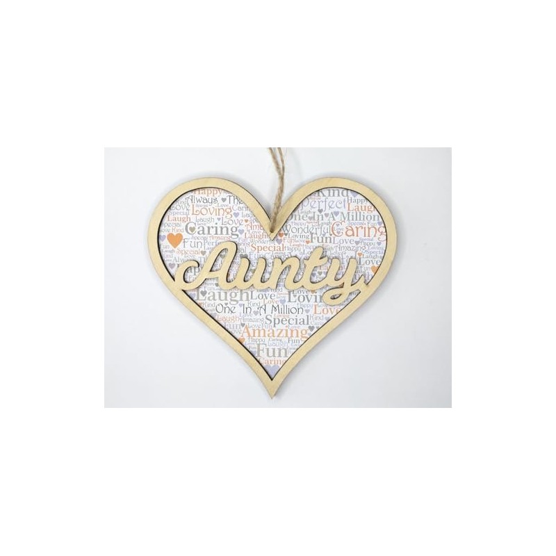 Aunty Wooden Heart Gift Plaque