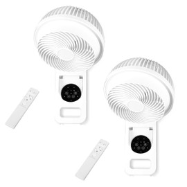 Simple Deluxe 7 inch Wall Mount Fan, 3 Speeds & 3 Modes, 15 Hours Timer, 60° Oscillating Circulating Fan, with Remote Control, Air Circulation Fan for Indoor Use,2-Pack, White