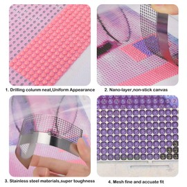 MWOOT 5D Diamond Painting Mesh Ruler and Correction Tool, Stainless Steel Diamond Art Painting Accessories Ruler, DIY Drawing Tool with 360 Blank Grid for Round Drill (141 mm)