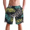 visesunny Leopard Palm Leaf Print Men's Swim Trunks Quick Dry
