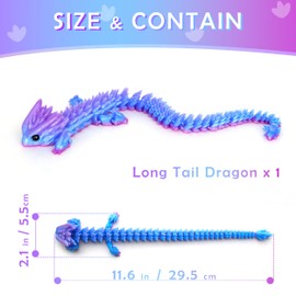 3D Printed Spiky Dragon Fidget, 11.8 Inches Articulated Spikes Dragons Fun Desk Decoration, ADHD 3-d Print Animals, Sunset