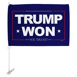 Trump Flag Won Car Flag Vehicle Auto Window Decor Mount Bracket Clip on Small Tapestry Pro-Trump 2024 MAGABandera para Carros Outdoor Pole Accessories, Made in USA