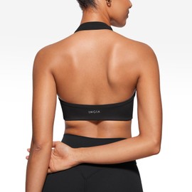 INGIA Sujetador Deportivo de Tirantes Acolchado de Espalda Baja Yoga Entrenamientocon Brasier Incorporado Negro Chico