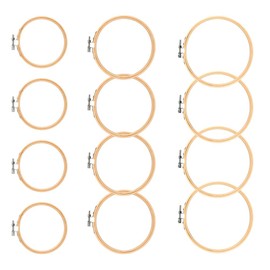 BUYGOO 12Pcs Embroidery Hoops Set, 4, 5, 6 inch Wooden Round Adjustable Wood Circle Cross Stitch Hoop Ring for Embroidery and Cross Stitch Art Craft Sewing (3 Size)