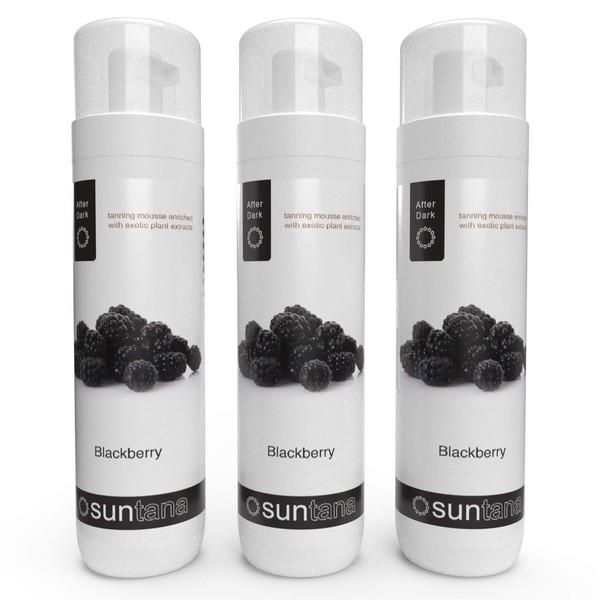 3 x Suntana Blackberry Fragranced 14% Premium Self Tanning Mousse - 'After Dark' Dark Tan