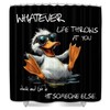 Black and White Shower Curtain,Funny Quotes Duck Bathtub Curtain,Animal Pet