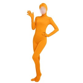 lucky baby store Girls Ladies Full Body Open Face Spandex One Piece Mask Zentai Costume Bodysuit, orange