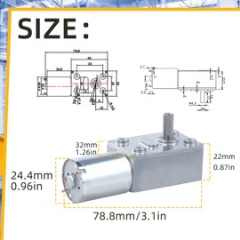 12V 25RPM DC Gear Motor, Torsion Self-Locking Motor, Reversed Mini Turbine Gear Motor, JGY370 DC Worm Gear Electric Motor for DIY Robot Rotary Table Door Lock Curtain Machine