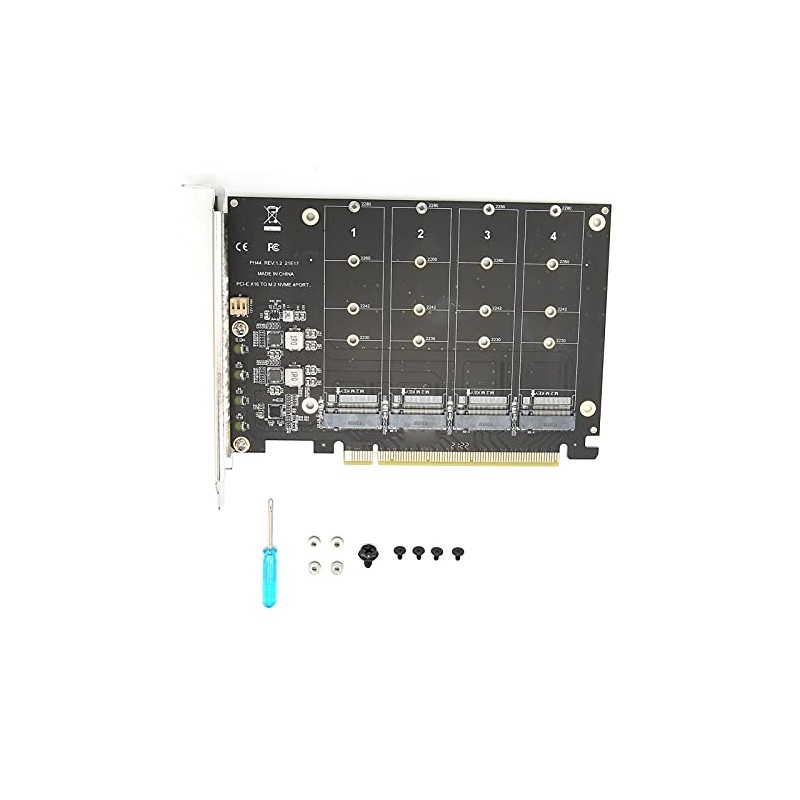 M.2 NVME to PCIe X16 Adapter, Card 4 Port NVMe