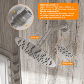 ChuangTim Shower Head Shut Off Valve G1/2'' Shower Flow Control Valve Brass Shut Off Valve for Handheld, Shower Arm or Bidet Sprayer(Brushed Nickel)