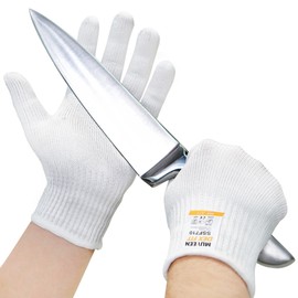 DEX FIT SSF710 Steel Fiber Level 7 Cut Resistant Gloves, Food Prep and Kitchen Safe, Anti Slip Grip, Comfort and Dexterity, Lightweight yet Durable, Machine Washable; White S (7) 1 Pair