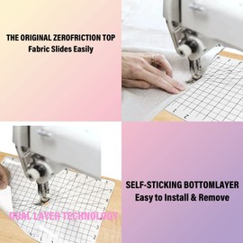 Jonnick Quilting Slider Mat with Tacky Back - Free Motion Quilting Accessories-Grid Marked Make Sewing Easier (White, 11.8"X8")