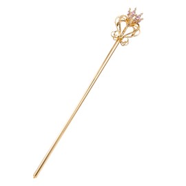 Pensoda Silver Pearl Rhinestone scepter Festival Wand Pageant Costume Props (Gold-Pink)